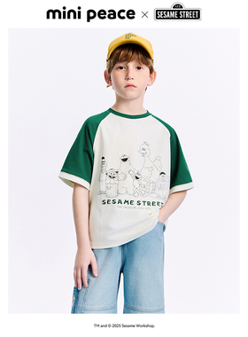 [凉感抑菌]MINIPEACE×芝麻街联名太平鸟童装男童插肩袖短袖T恤夏