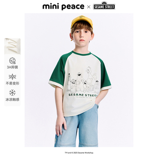 [凉感抑菌]MINIPEACE×芝麻街联名太平鸟童装男童插肩袖短袖T恤夏