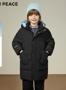 【御寒系列】MINIPEACE太平鸟童装男童中长款羽绒服儿童连帽