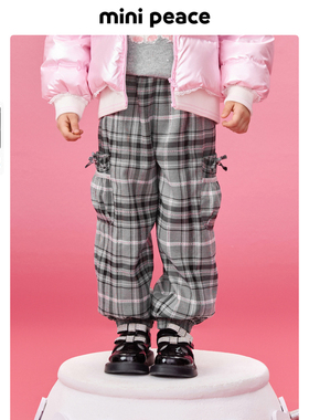 【专柜同款】MINIPEACE太平鸟童装女童格子裤儿童加绒长裤冬季