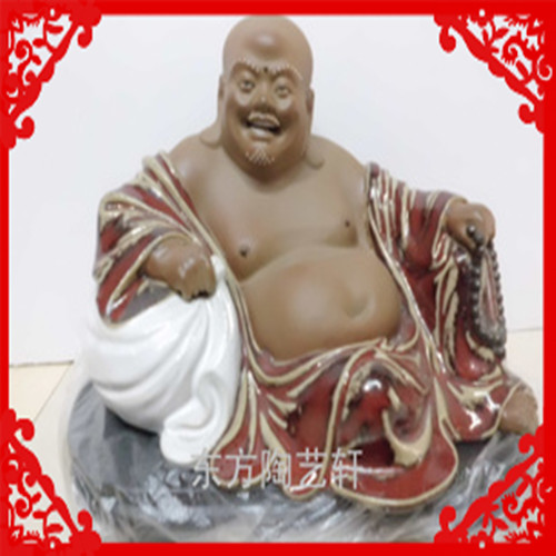 陶瓷工艺品摆件 石湾公仔 弥勒布袋佛 刘炳作品 家居饰品摆设藏品