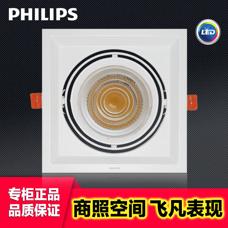 飞利浦LED豆胆灯PAR30单双头方形格栅服装珠宝展会商场嵌入式射灯