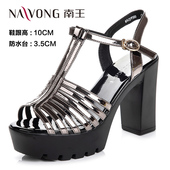 女 防水台粗高跟10cm走秀T舞台夜店宴会舒适凉鞋 南王2026夏季 新款