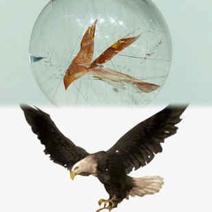 鼎好珠宝 天然水晶发晶红胶花异象形球摆件 像一只老鹰 一物一图