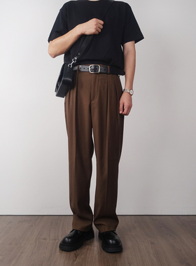 CAILENOW   #Cleanfit男士显瘦垂感纯色抗皱宽松休闲双褶直筒西裤