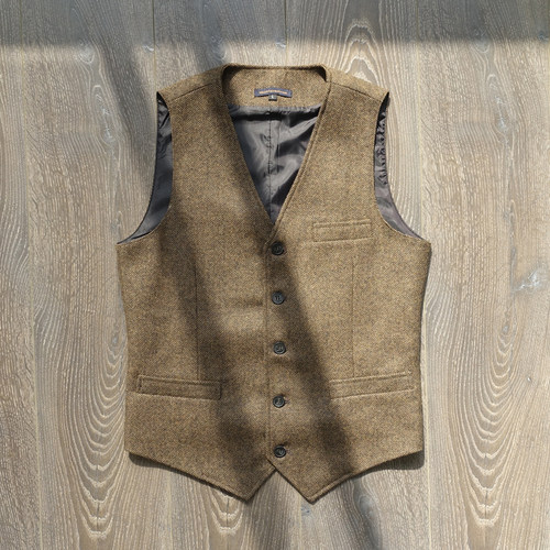 cailenow重磅粗花呢复古鱼骨纹