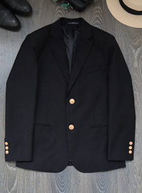 CALILENOW条纹黑色BLAZER布雷泽西装男西装外套LVY风休闲夹克单西