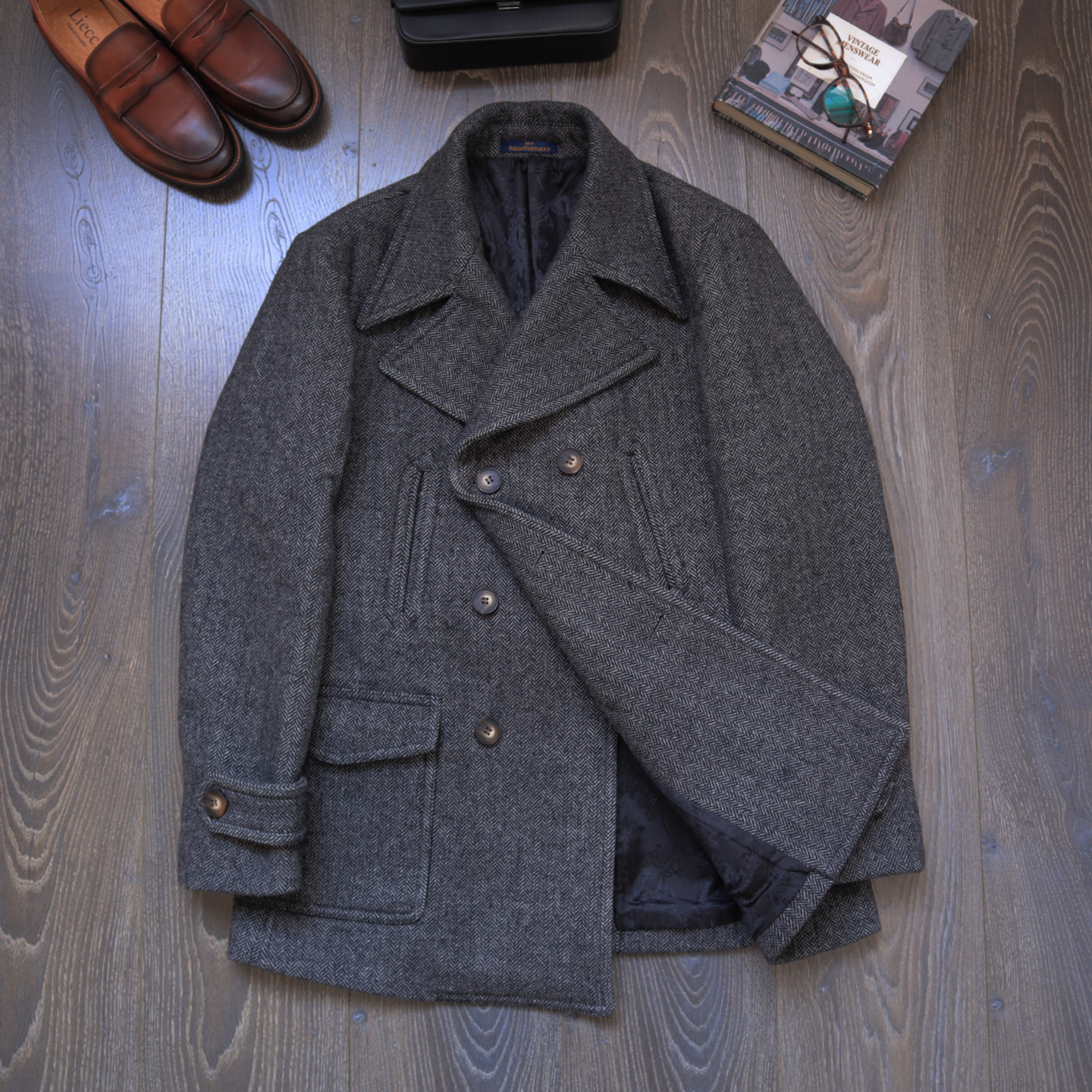 CAILENOW粗花呢人字纹大衣