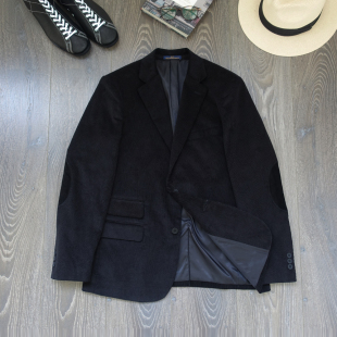 男黑色休闲西服商务修身 外套肘部麂皮猎装 西装 CAILENOW灯芯绒新款