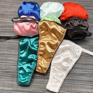 男士丁字裤性感透明一根带子凹凸囊袋仿真丝色丁同性伪娘内裤男