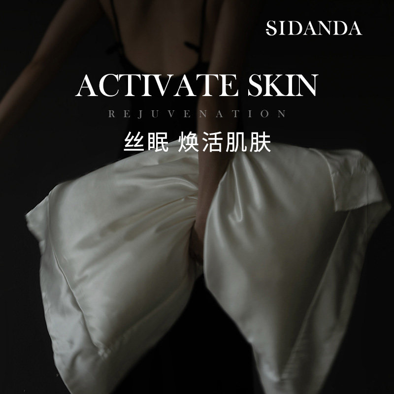 SIDANDA蚕丝枕套装桑蚕丝低枕真丝枕头枕芯带枕套深睡养护枕柔软
