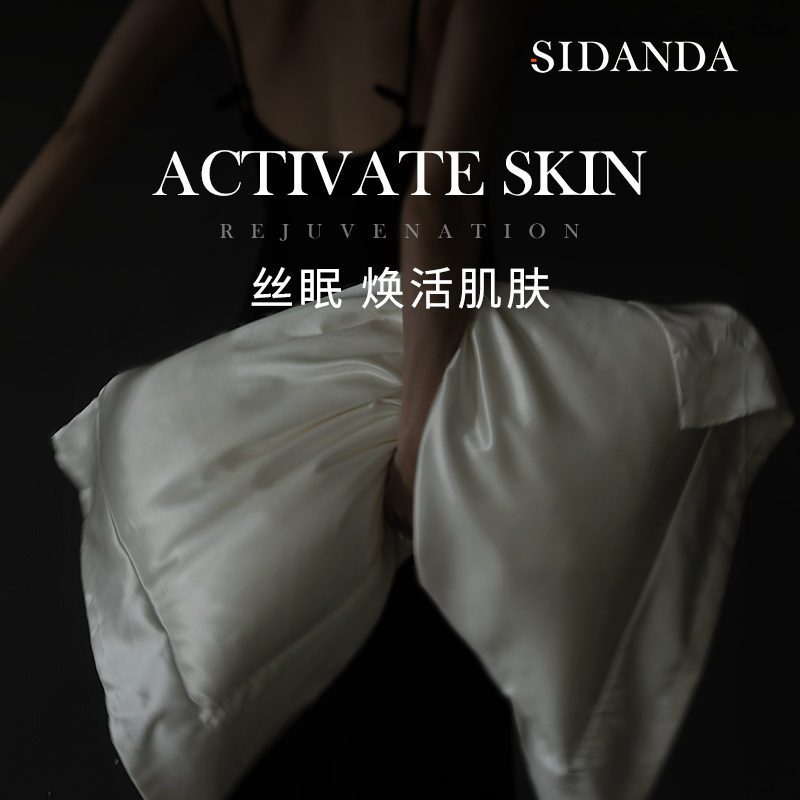SIDANDA蚕丝枕套装桑蚕丝低枕真丝枕头枕芯带枕套深睡养护枕柔软