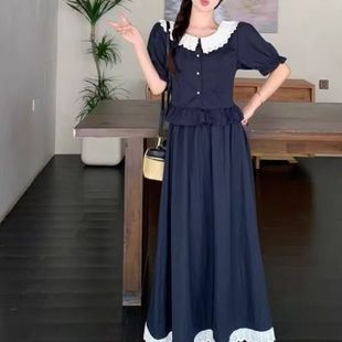 花边高腰半身裙短袖 胖胖大码 上衣夏季 2025法式 两件套 显瘦甜美套装