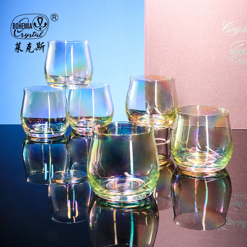 捷克进口高档七色极光酒杯套装