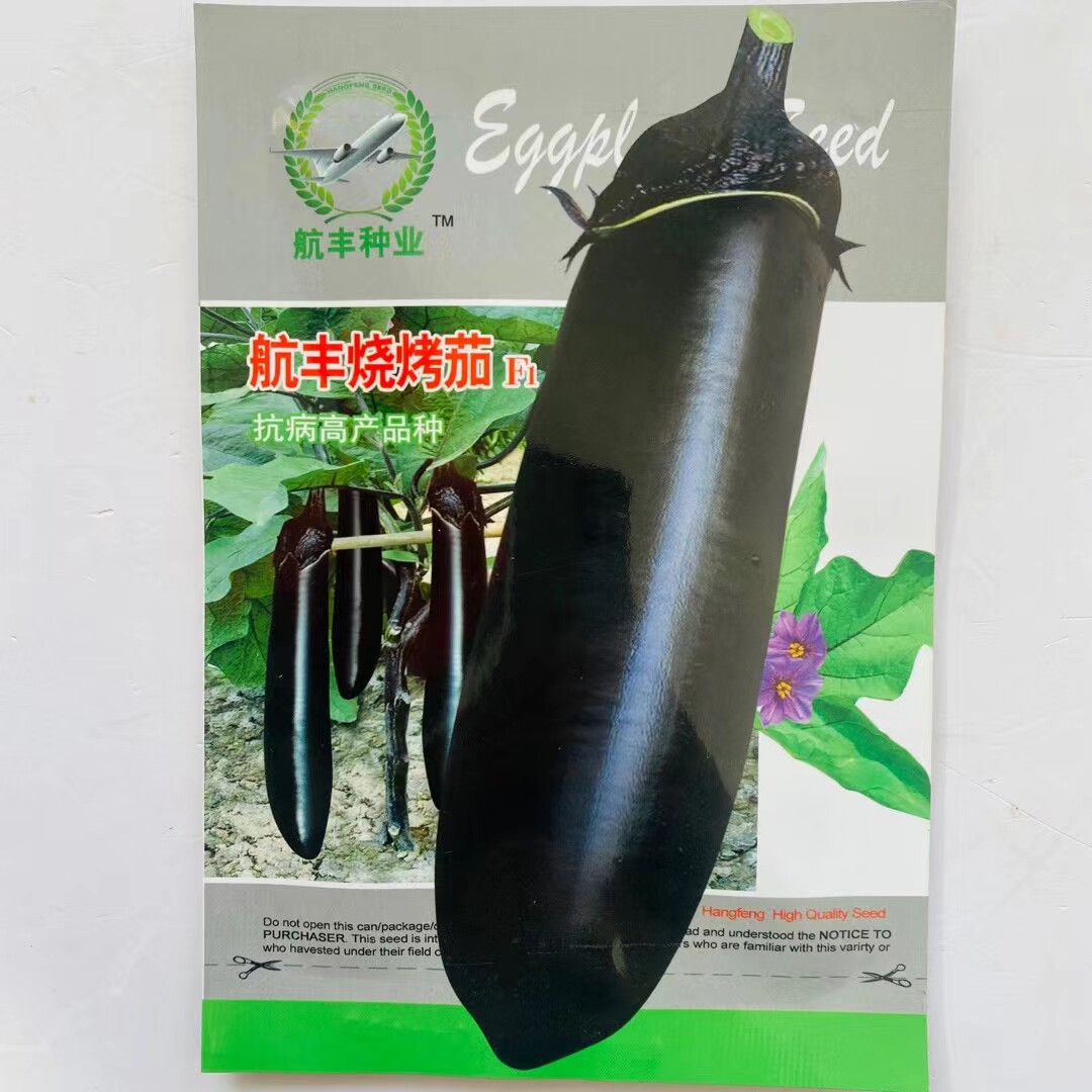 航丰烧烤茄子种子籽中早熟茄条紫黑色抗病长棒形蔬菜基地专用高产