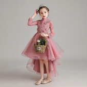 儿童礼服公主裙女童生日小女孩花童主持人钢琴演出服演奏长袖 秋冬