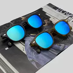 Mascot Colorful Blue Sunglasses for Men, Moscot Reflective Sunglasses for Women, Lemtosh Retro Small Frame Glasses