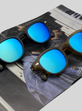 玛士高炫彩蓝色墨镜男moscot反光太阳眼镜女lemtosh复古 小框眼镜