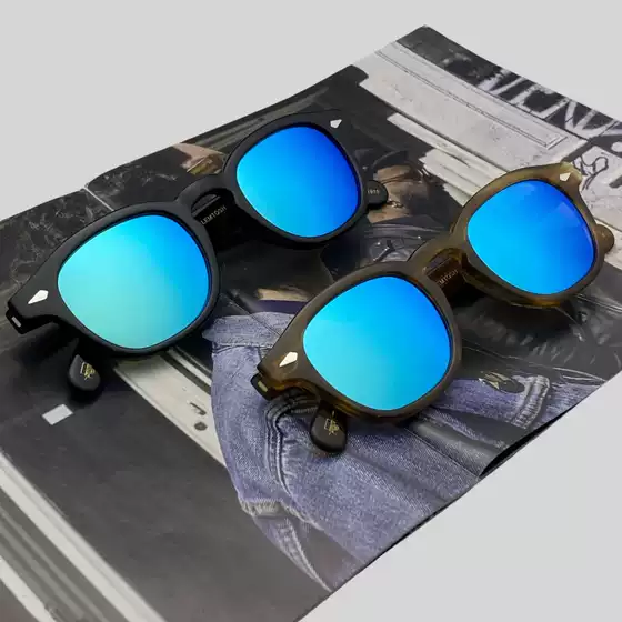 Mascot Colorful Blue Sunglasses for Men, Moscot Reflective Sunglasses for Women, Lemtosh Retro Small Frame Glasses