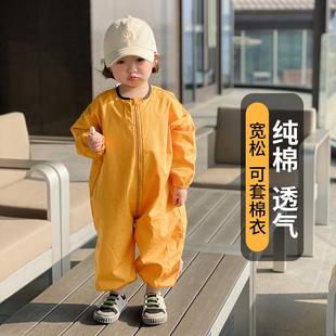 连体罩衣男宝冬外穿宝宝爬地衣服婴儿地上爬行服外出防脏学爬防水