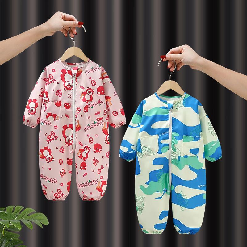 连体罩衣男宝冬外穿宝宝爬地衣服婴儿地上爬行服外出防脏学爬护衣