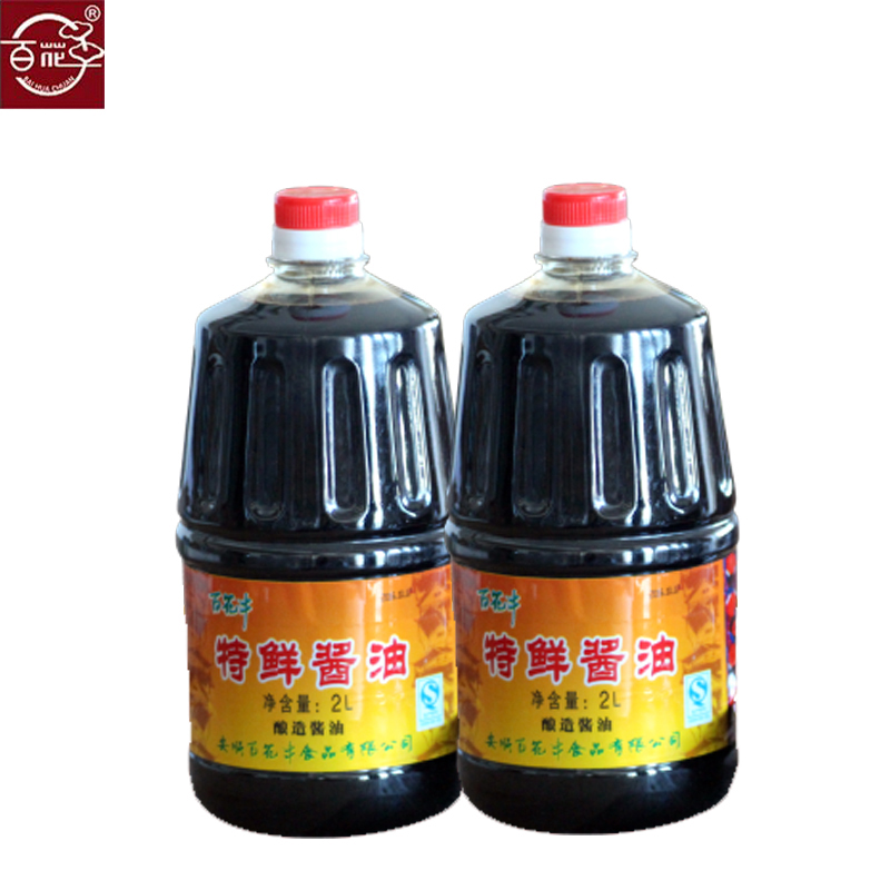两瓶装贵州安顺百花串2L特鲜酱油酿造桶装纯粮调味
