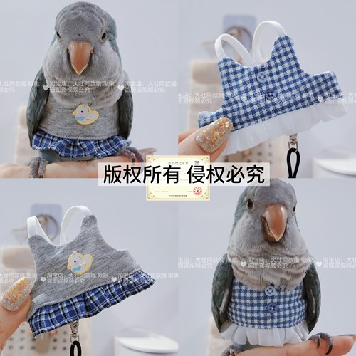 新款按扣款宠物鹦鹉鸟超轻背带背心外出牵引衣服防止飞丢飞行服