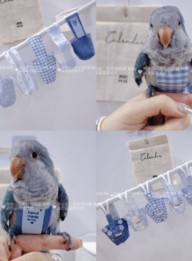 蓝色纽扣款鹦鹉尿不湿立体款固定肩带大容量屎兜尿裤衣服玄凤牡丹