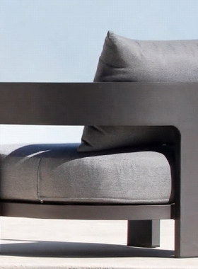 RH户外铝合金沙发椅庭院别墅花园休闲椅室外防水防晒单人沙发