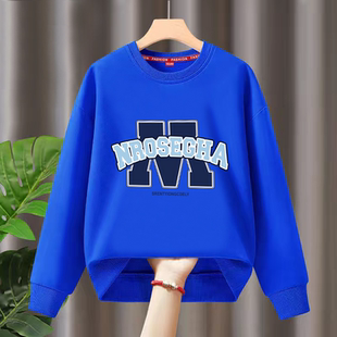 纯棉男童春季卫衣2024新款中大童男装胖童洋气圆领上衣加肥加大潮