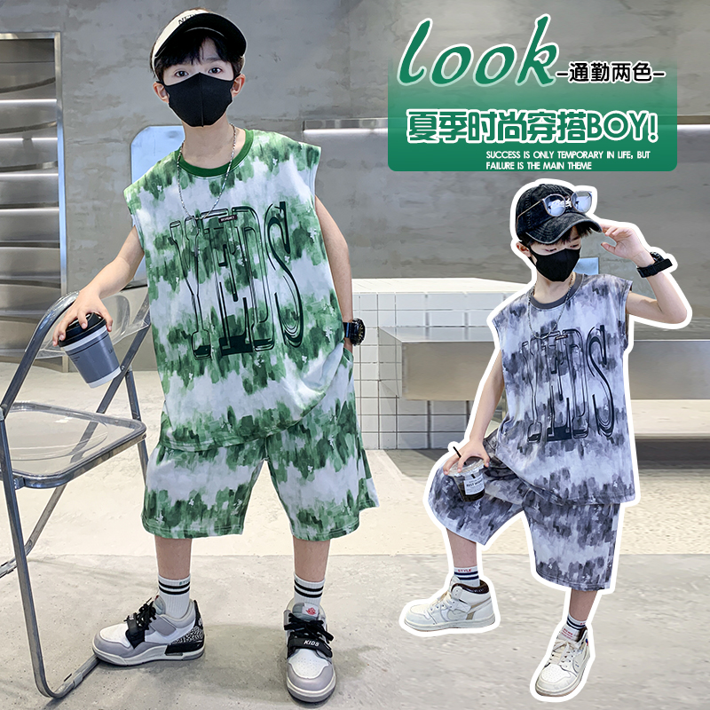 2025新款夏季时尚童装无袖套装男女童洋气休闲运动两件套