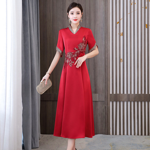 RM8832#婚礼妈妈礼服女2023新款中长款高贵优雅气质时尚喜婆婆婚宴连衣裙