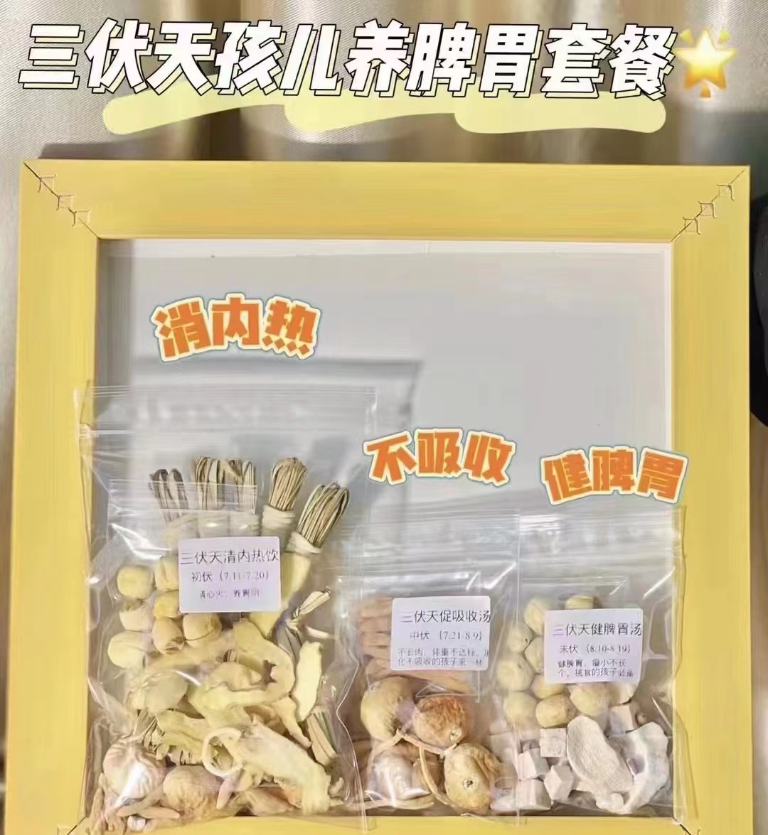 三伏天儿童健脾胃促吸收清内热灯心草太子参麦冬四神汤煲汤材料包