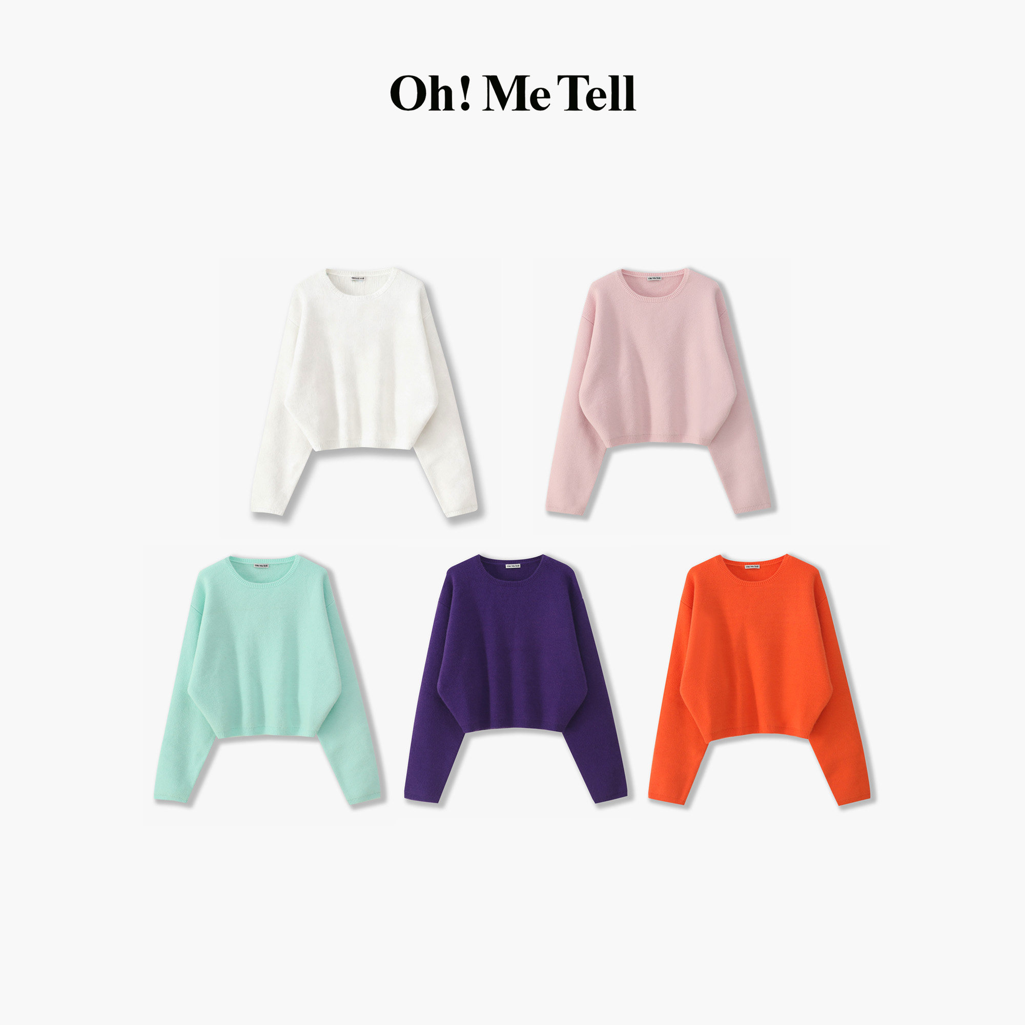 Oh！Me Tell【糖果甜心】彩色时尚慵懒软糯宽松圆领针织衫毛衣女