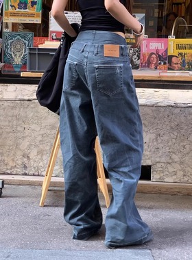 Oh！Me Tell【jennie金智妮同款】涂层后侧双层腰部设计牛仔裤女