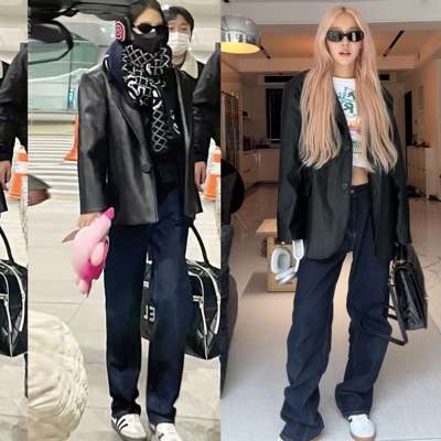 Jennie同款经典百搭深蓝牛仔裤