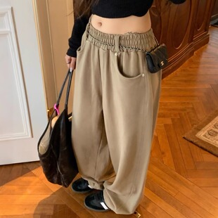 卫裤 Tell 重工棉质松紧腰可束脚阔腿休闲裤 韩系肥肥裤