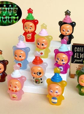 夜光果酱星星人 盲袋萌粒diy饰品挂件钥匙扣公仔桌面摆件树脂配件