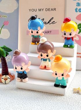 创意带帽男孩糖豆抱抱系列 diy饰品配饰桌面摆件文创礼品树脂配件