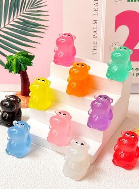 创意夜光卡通立体河马 盲盒diy饰品配饰桌面摆件文创礼品树脂配件