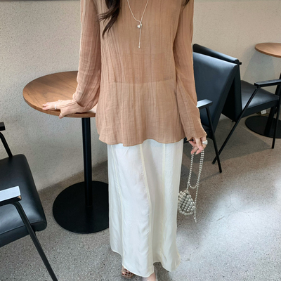 BOLAMEI-26夏上新高级开叉醋酸长款半身裙(不含上衣)2635