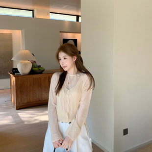 含12羊毛 SANTA 背心套装 宽松简约马海毛针织衫 SG26021 GROVE