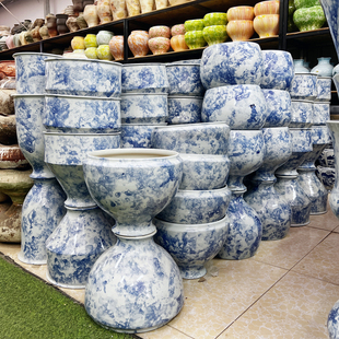 景德镇陶瓷花盆瓶高级青花瓷轻奢中式大号口径蕙花专用绿植花盆器