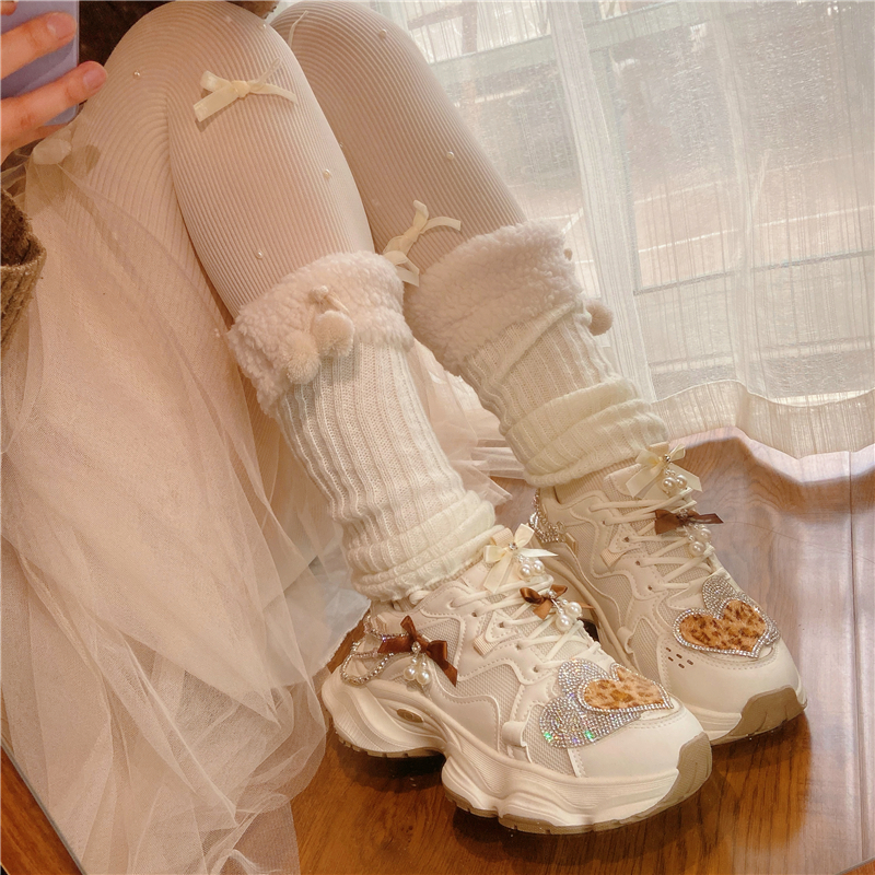 奶油风增高厚底老爹鞋