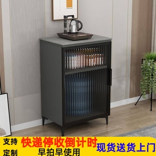 岩板餐边柜储物柜茶吧机边侧柜咖啡机柜下置水桶柜客厅单门鱼缸柜