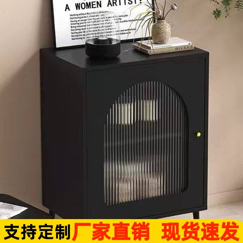 定制岩板储物柜复古风办公家用收纳靠墙置物茶水柜咖啡机摆放台柜