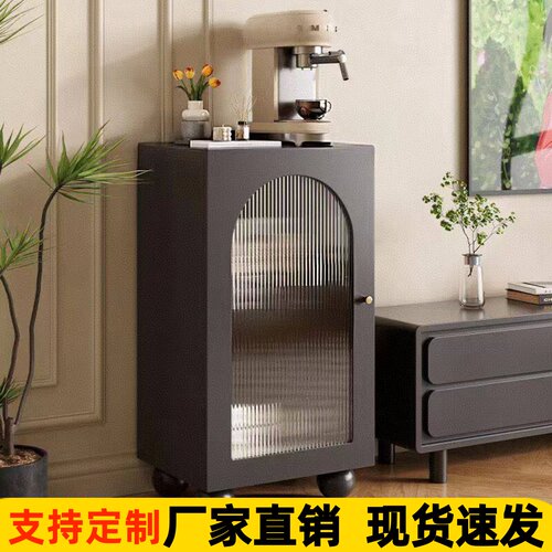 岩板面家用客厅厨房办公室储物收纳柜下置水桶茶吧咖啡机边侧窄柜