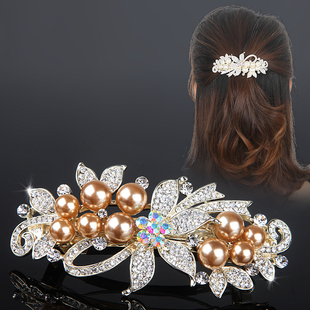 水钻复古发夹珍珠横夹顶夹后脑勺碎发弹簧夹韩式女士头饰妈妈发卡