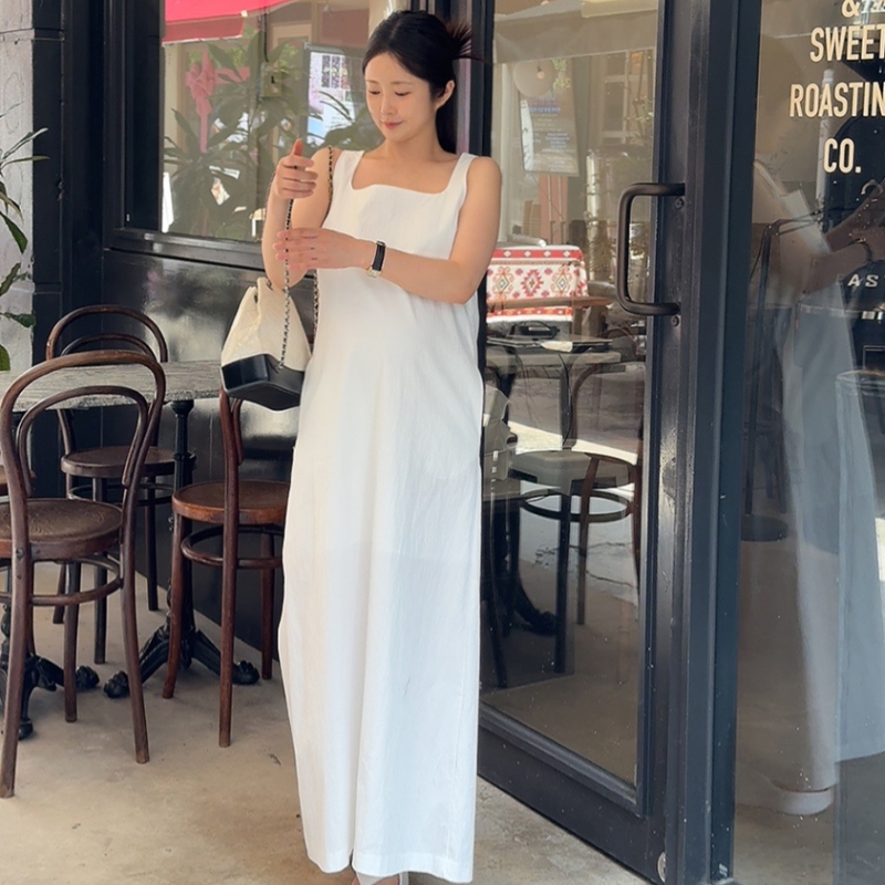 无袖吊带背心连衣裙女夏季2025新款高级感显瘦后开叉法式气质长裙