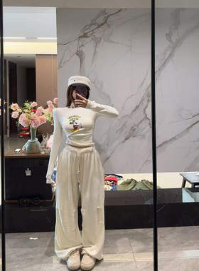 【冬季初体验】原单订制褶皱休闲裤 卡通印花T恤